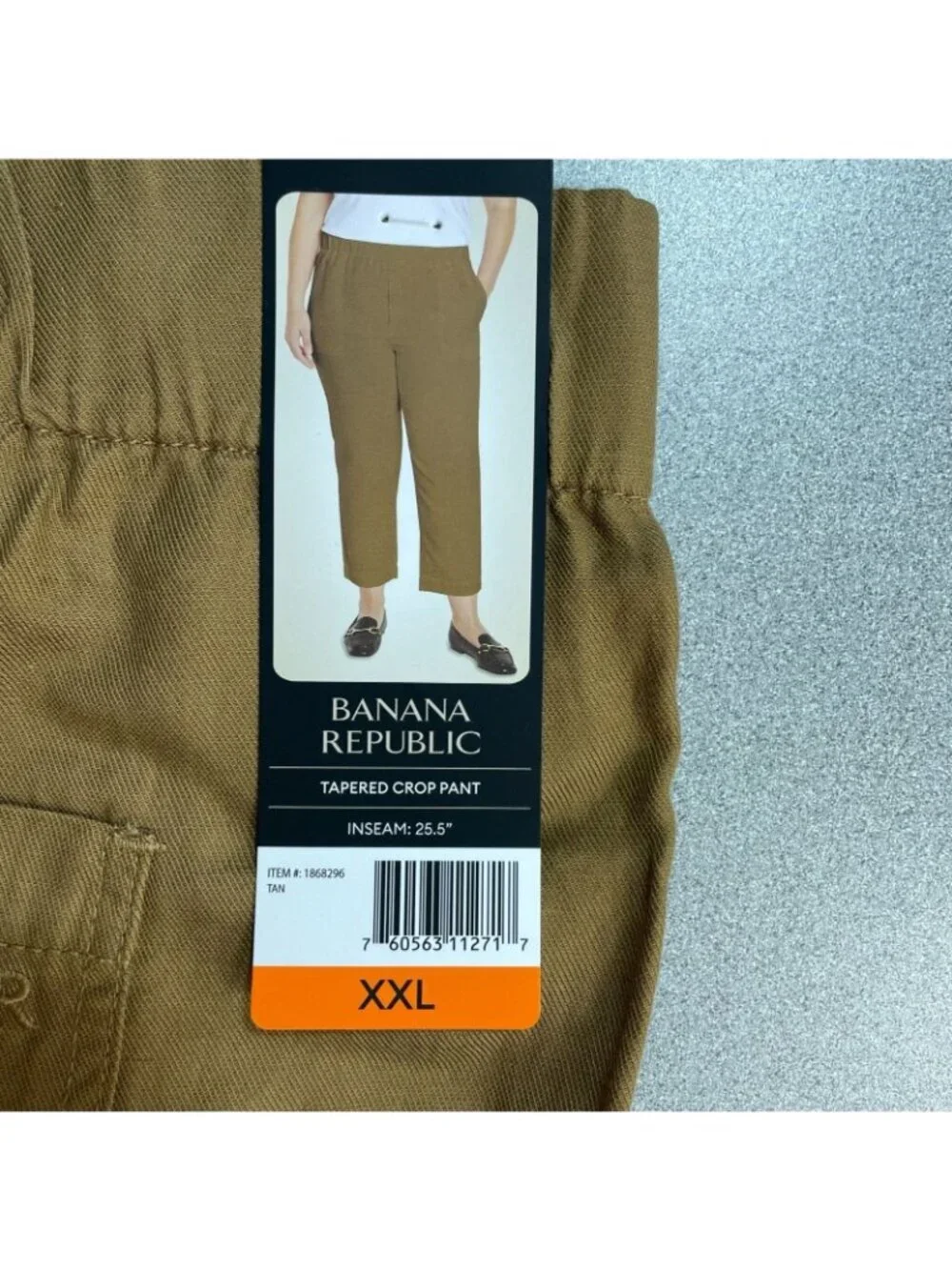 NWT Banana Republic Women's XXL Tapered Crop Pant Tan Pull-On Elastic B1709